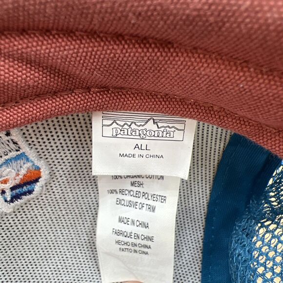Patagonia Fitz Roy Bison Buffalo Color Blocked Trucker Mesh Snapback Hat Cap - Picture 11 of 11